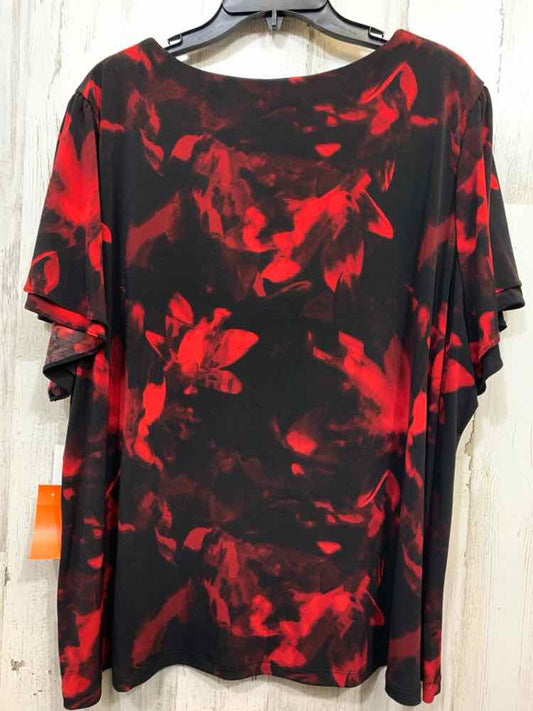 NWT CALVIN KLIEN/ABSTRACT FLORAL PRINT SHORT FLUTTER SLEEVE V-NECK