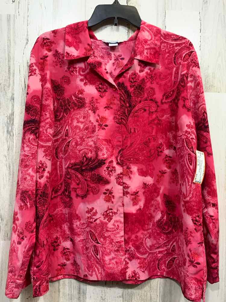 PRE-OWNED CITY BLUES Size XL Tops MAGENTA/PINK STRETCH WOVEN Paisley Blouse