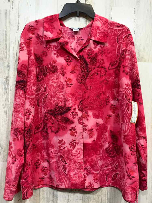 PRE-OWNED CITY BLUES Size XL Tops MAGENTA/PINK STRETCH WOVEN Paisley Blouse
