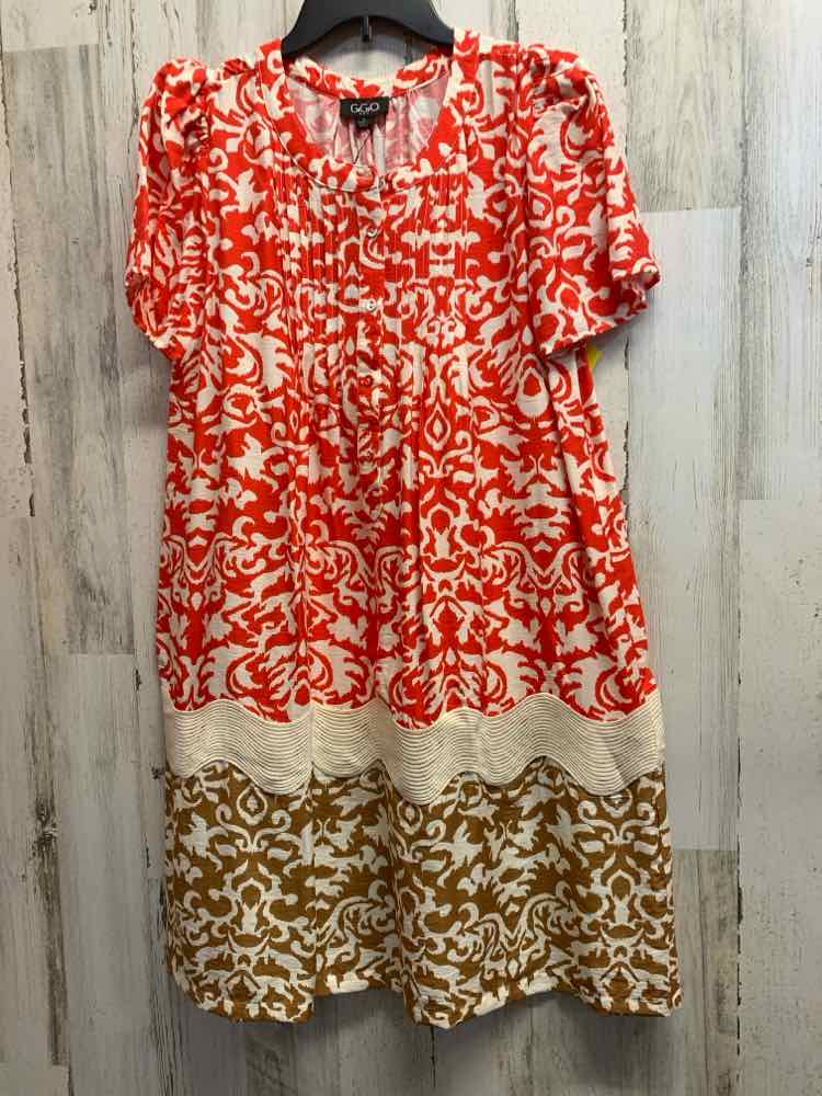 NWT GIGIO Dresses and Skirts Size M RED/CREAM/TAN ABSTRACT SUNDRESS Dress/RED/CR
