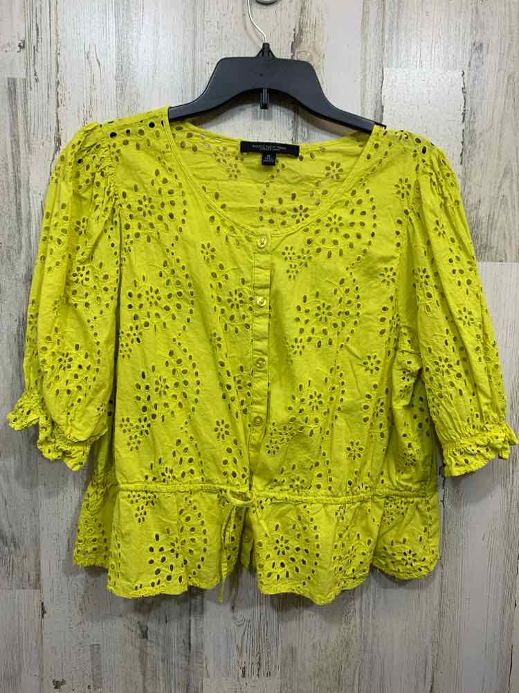 PRE-OWNED MARC NEW YORK/BUTTON-FRONT CLOSURE DRAWSTRING WAIST PUFF SLEEVE