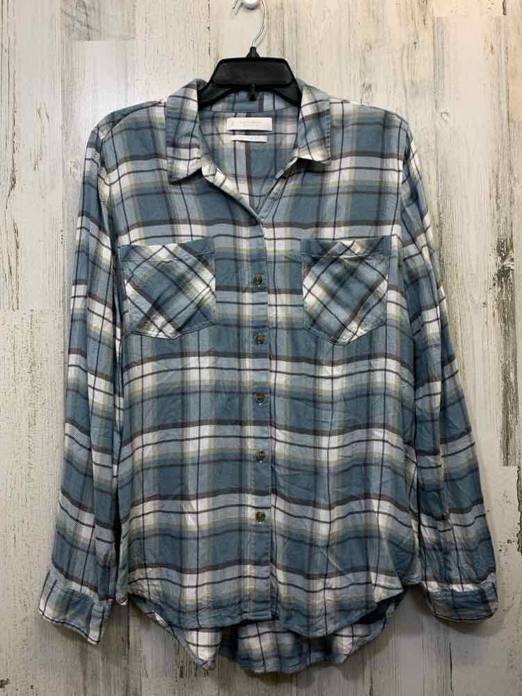 LUCKY Tops Size L LT BLU/GRY Plaid LONG SLEEVES Shirt