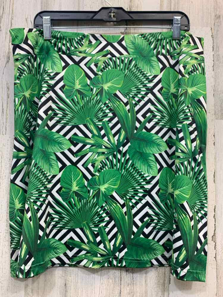 NWT TOP IT OFF Tops Size XL GREEN/WHITE/BLACK TROPICAL 2PC 2 PC Dress/2 PCS: TAN