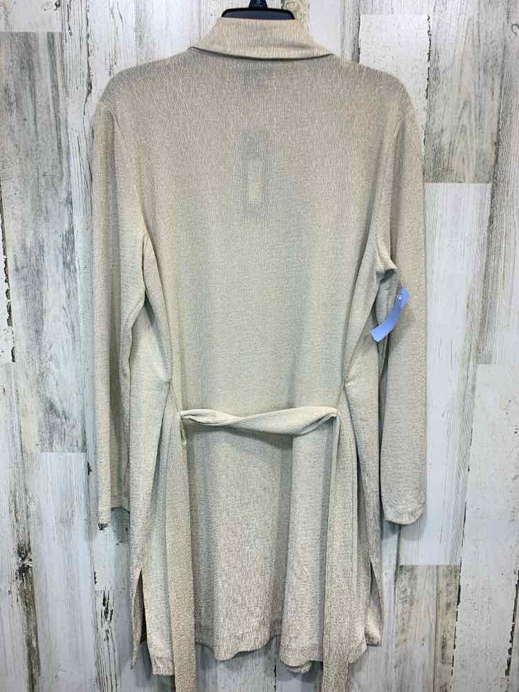 NWT DONNA KARAN Size M JACKETS / COATS Beige Solid LONGSLEEVE Cardigan