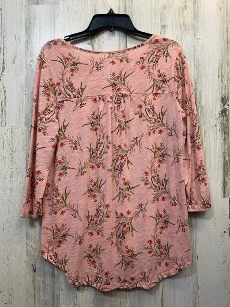 PRE-OWNED ST JOHN Tops Size M PINK/RED/GREEN Floral LONG SLEEVES TOP/LONG SLEEVE