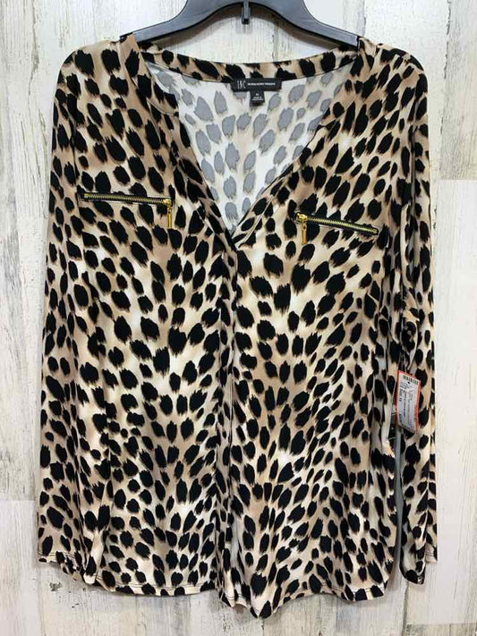 NWT INC Tops Size 1X LEOPARD LONG SLEEVE Blouse