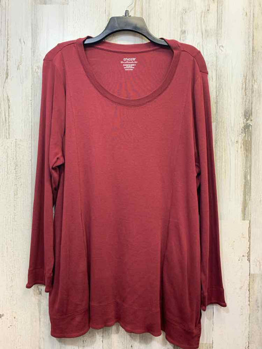 PRE-OWNED CHICOS Tops Size 3 BURGANDY Solid LONG SLEEVES TOP/LONG SLEEVE BURGUND