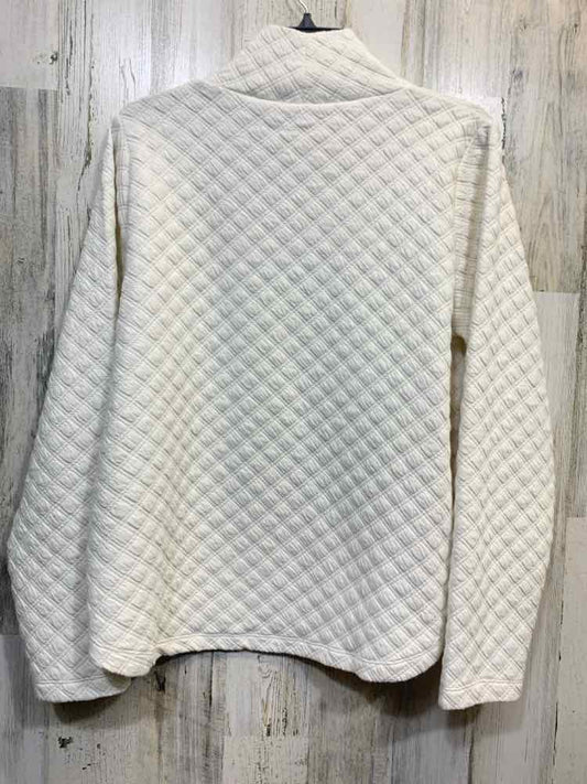 PRE-OWNED J CREW Tops Size L White QUILT HIGH NECK Sweater/WHITE HIGH NECK LONG