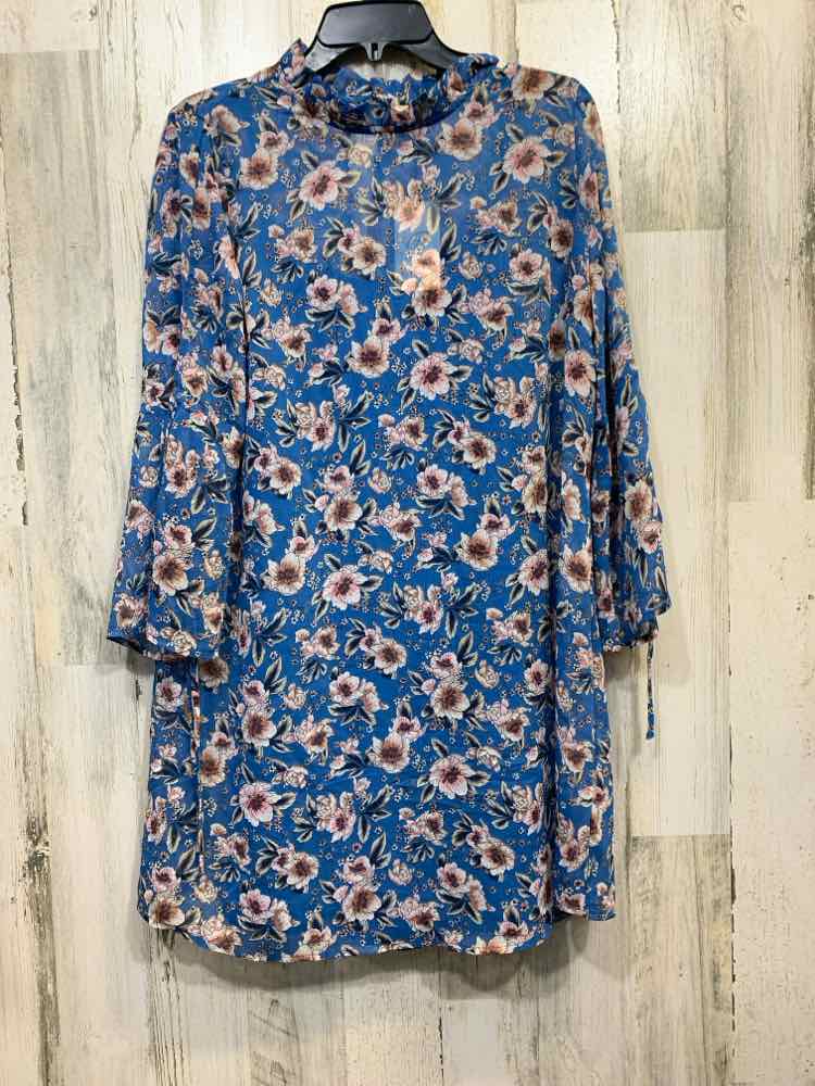 NWT CRESCENT Dresses and Skirts Size S WHT/BLU/PNK Floral 3/4 CROSS ZIP Dress/ST