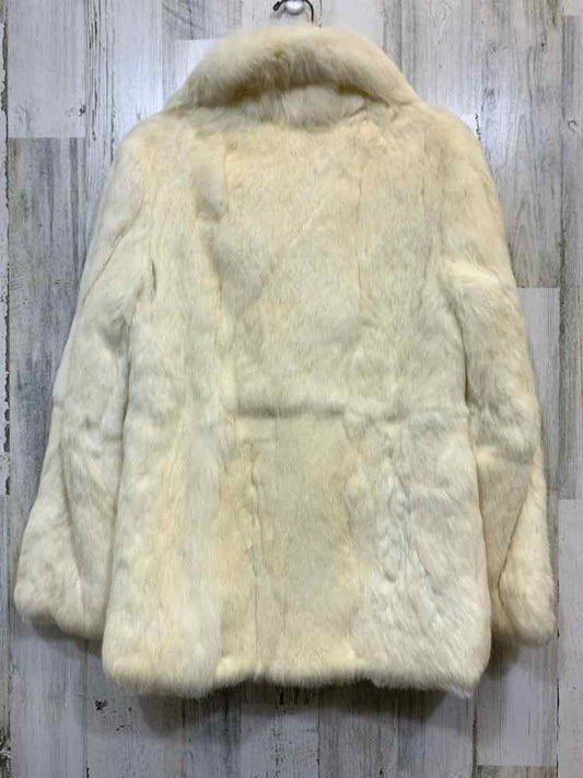 PRE-OWNED JACKETS / COATS Size S Cream LONG SLEEVE VINTAGE RABBIT FUR COAT