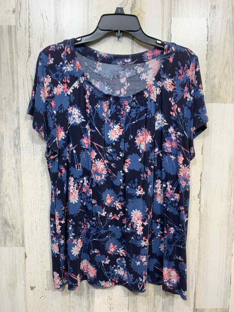 PRE-OWNED CRAFT & BARROW/SHORT SLEEVE SMOCKED SCOOP NECK