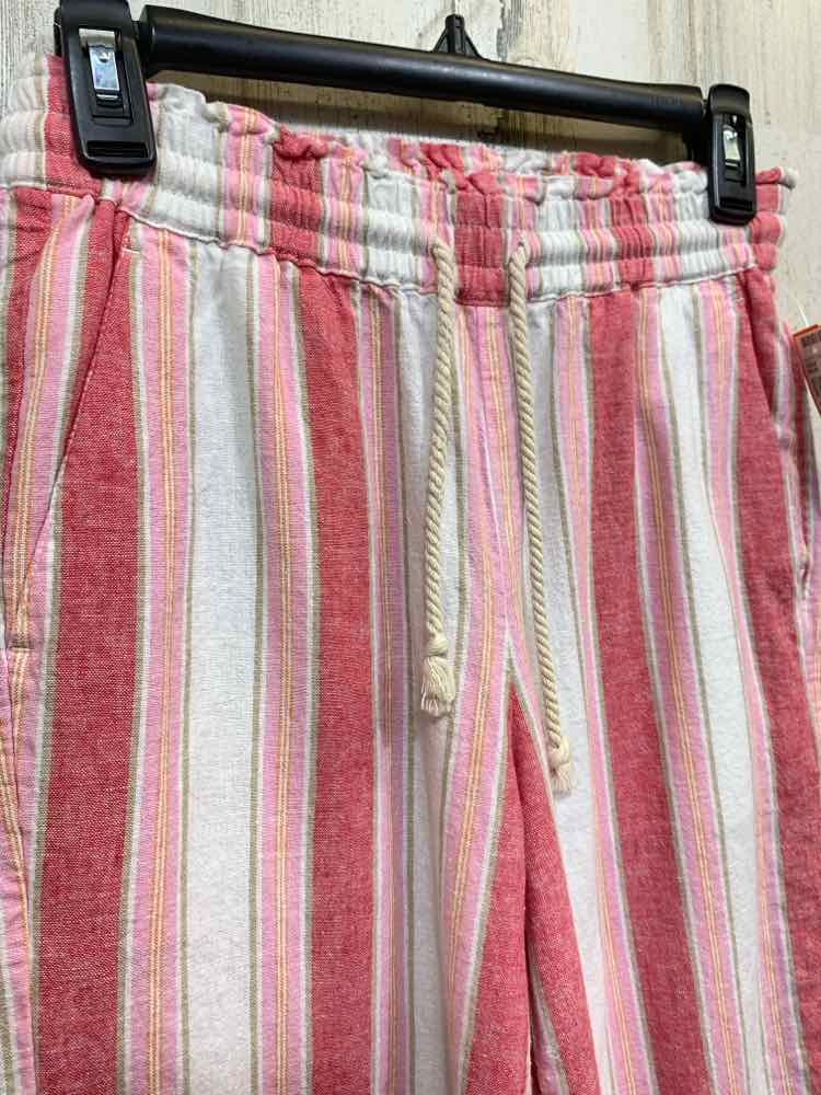 PRE-OWNED Size 2 J CREW BOTTOMS PNK/WHT Stripe Pants