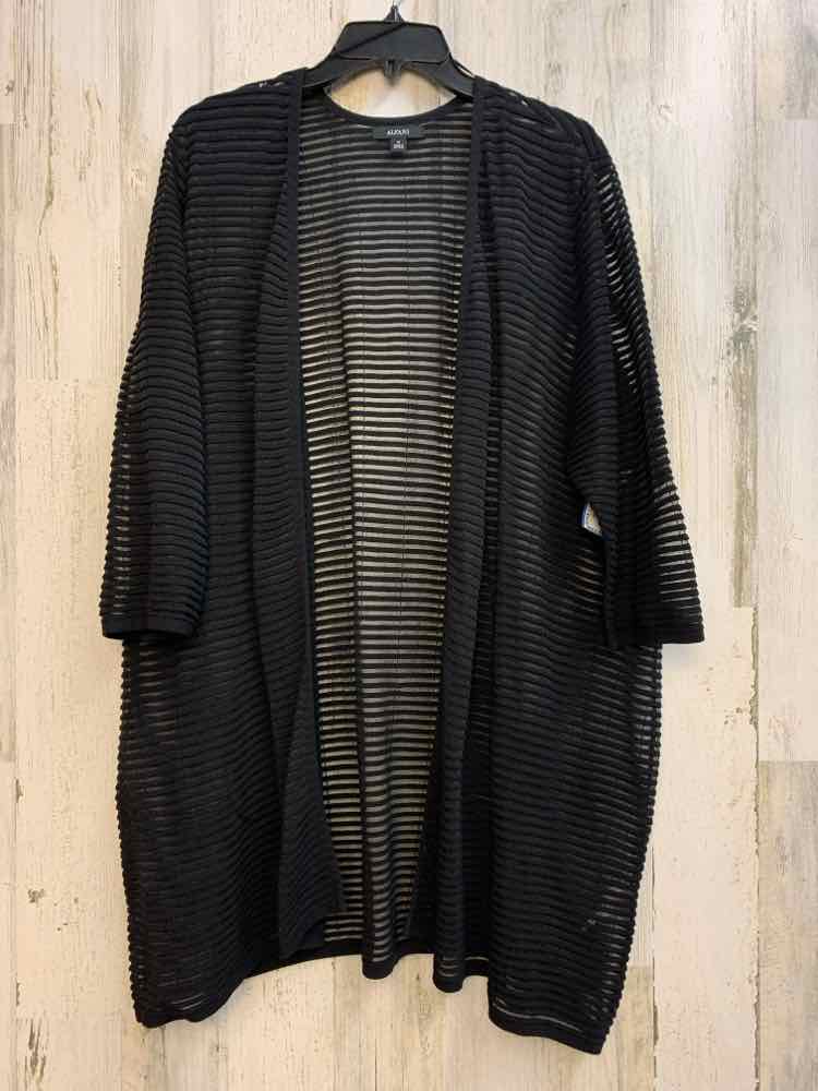 PRE-OWNED ALFANI PLUS SIZES Size 1X BLK 3/4 SLEEVE Cardigan/HORIZONTAL STRIPES