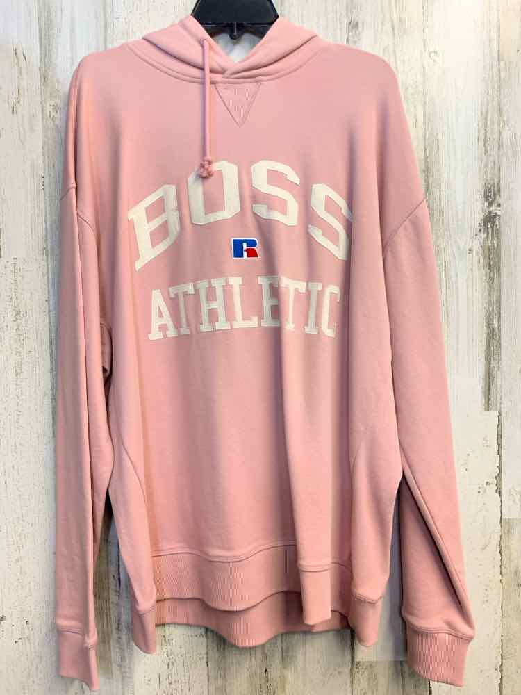 NWT HUGO BOSS PLUS SIZES Size XXL PINK/WHITE HOOD HOODIE