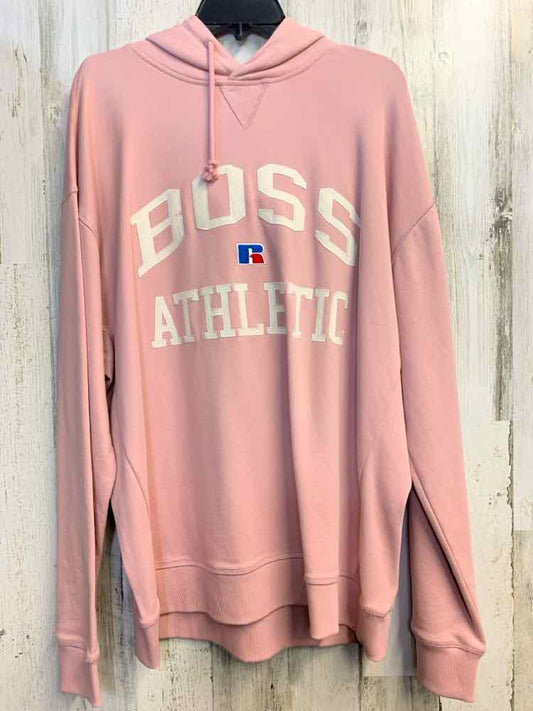 NWT HUGO BOSS PLUS SIZES Size XXL PINK/WHITE HOOD HOODIE