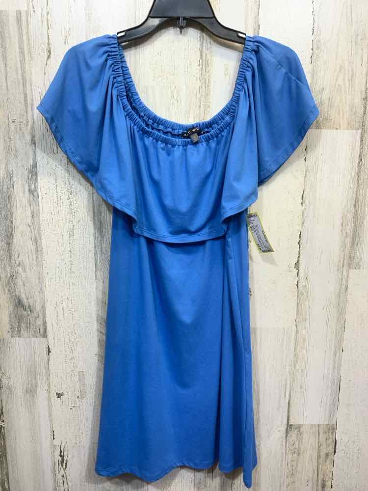 PRE-OWNED AS U WISH Dresses and Skirts Size L Blue Solid OFF SHOULDERS Dress/BLU