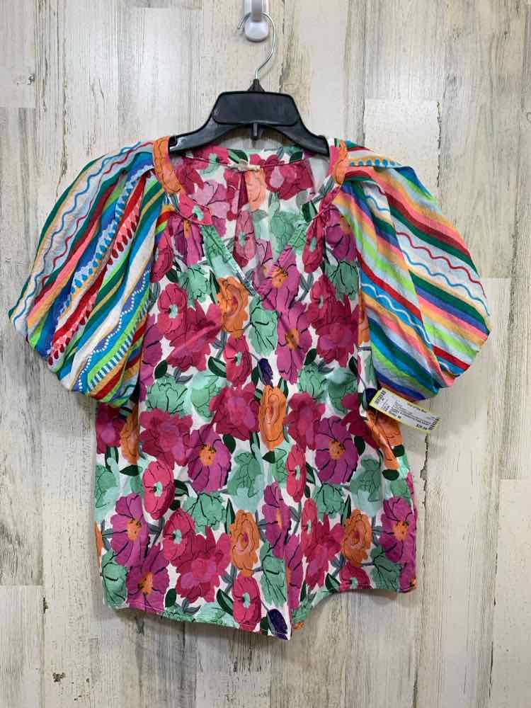 PRE-OWNED JODIFL Tops Size M PURPLE/GREEN/FUSH/WHITE/ORANGE Floral Blouse/FLORAL