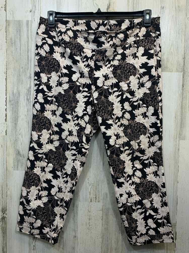 PRE-OWNED Size 18W TRIBAL BOTTOMS BLACK/WHITE Floral STRAIGHT Pants/BLACK/WHITE