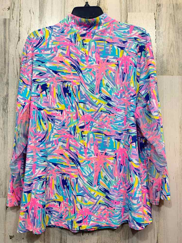 PRE-OWNED PLUS SIZES Size 1X NEON PINK/YLLOW/BLUE/LVNDR BRUSH MARKS Shirt/HALF Z