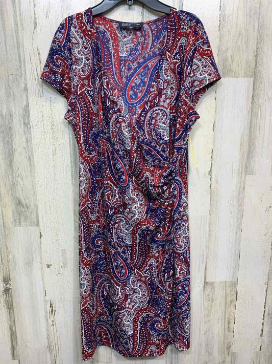 PRE-OWNED JONES NEW YORK Dresses and Skirts Size M RED/BLU/WHT Paisley Dress