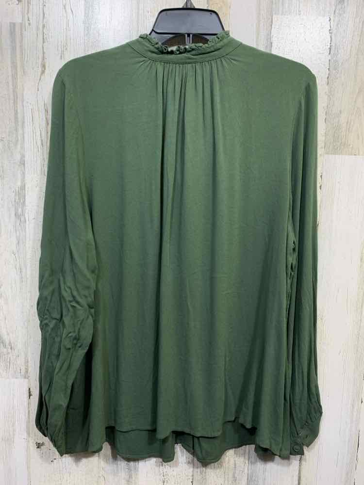 NWT STYLE & CO Tops Size 0X Green Solid LONG SLEEVE Blouse