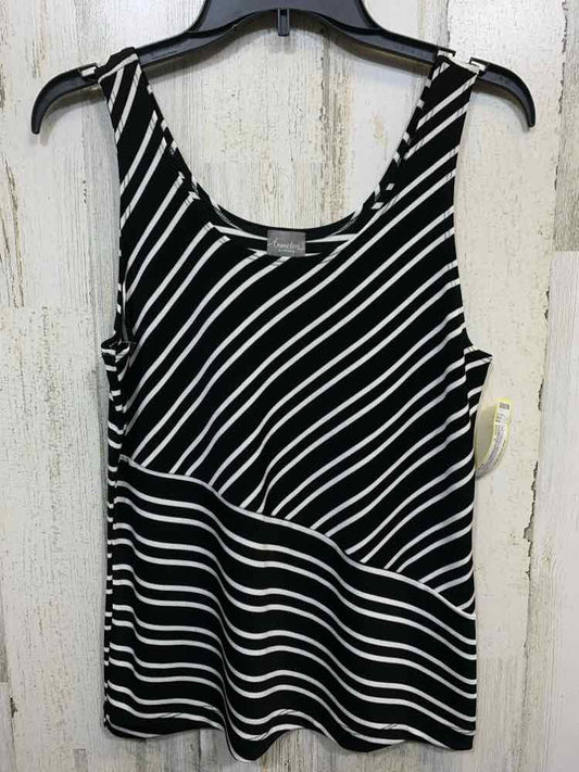 PRE-OWNED TRAVELERS BY CHICO'S/ASYMMETRIC DIAGONAL STRIPE PRINT SLEEVELESS TANK