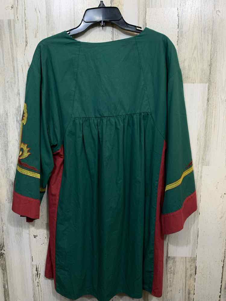 NWT JODIFL Size M Dresses CREAM/YELLOW/BURGUNDY EMBROIDERED BELL SLEEVES DRESS