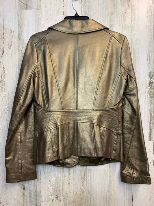 PRE-OWNED WILLI SMITH Tops Size 8 Gold Leather JACKET Jacket