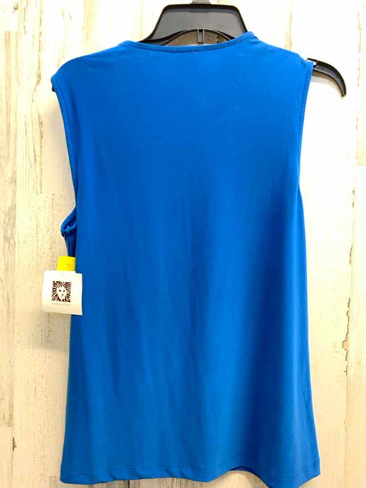 NWT ANNE KLEIN Tops Size M Blue Solid SLEEVELESS Blouse/EYELET DETAIL
