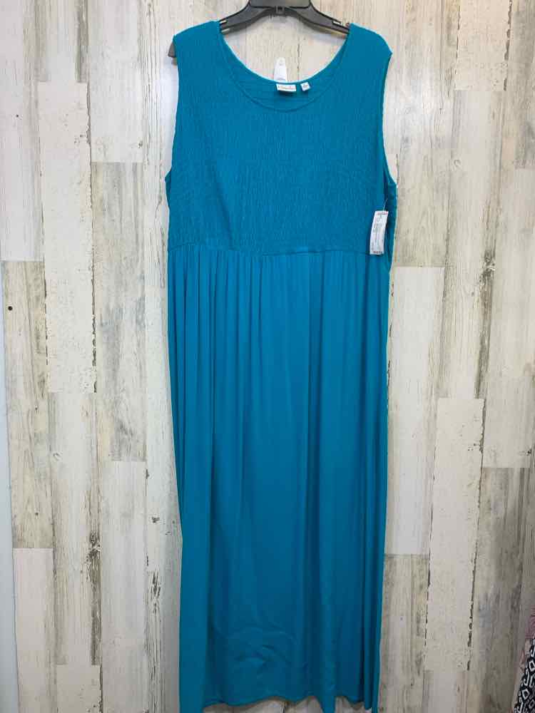 PRE-OWNED KIM ROGERS Dresses and Skirts Size 3X Teal RIBBED MAXI Dress/TEAL RIBB