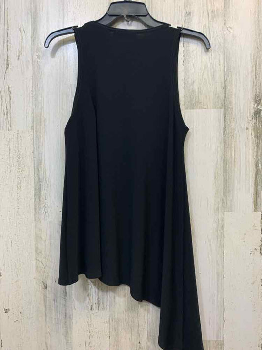 SIMPLIFY Tops Size 6 Black ELASTIC SLEEVELESS ZIPPED FRONT LONG SIDE
