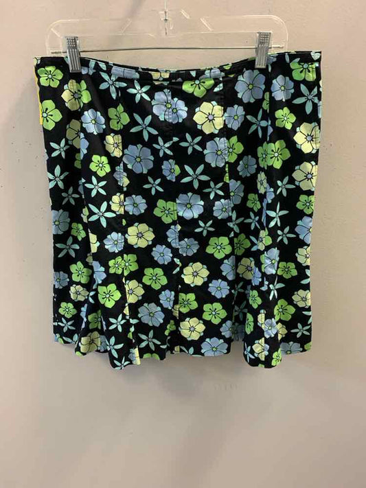 SIGRID OLSEN Dresses and Skirts Size 14P BLK/AQUA/GRN/BLU Floral Skirt