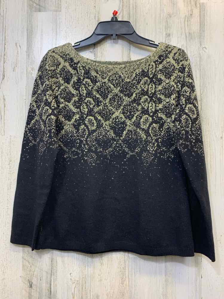 PRE-OWNED RUBY RD Tops Size PL BLACK/GOLD LONG SLEEVES TOP/BLACK & GOLD TOP LONG