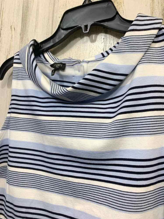 PRE-OWNED TALBOTS Tops Size L WHT/LGT BLU/BLK Stripe SLEEVELESS Blouse