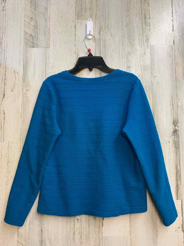 PRE-OWNED LAURA SCOTT Tops Size PM Blue LONG SLEEVES TOP/HORIZONTAL STRIPES