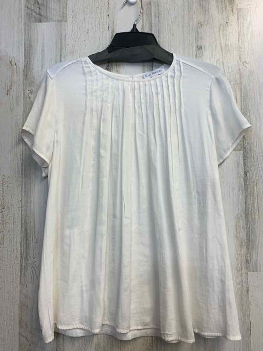 PRE-OWNED KIM ROGERS Tops Size M White Solid TOP/WHITE PLEATED FLOWY TOP. BUTTON