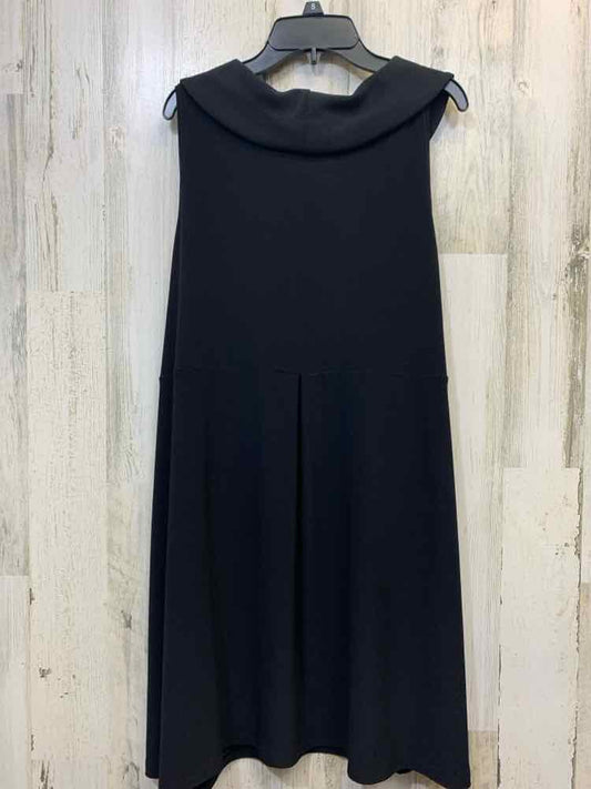 SYMPLI Tops Size 14 Black ELASTIC SLEEVELESS TUNIC SIDE PKTS 2 RINGS NECK