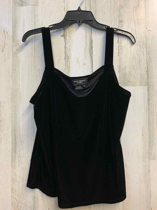SAINT TROPEZ Tops Size XL Black Velour SLEEVELESS TOP