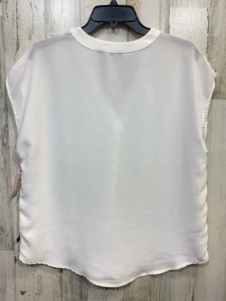 PRE-OWNED BANANA REPUBLIC Tops Size M White Solid SHORT SLEEVES Blouse/WHITE FLO