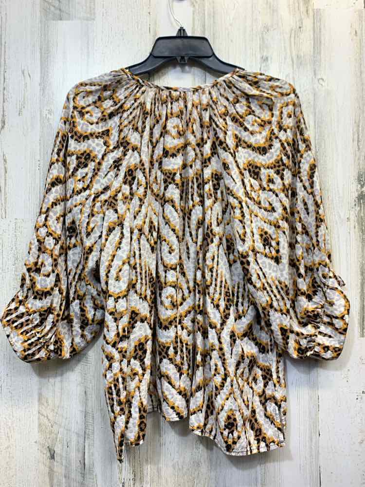 PRE-OWNED RUBY RD PLUS SIZES Size 1X YELLOW/BLACK/GRAY/GOLD CHEETAH PRINT TOP/YE