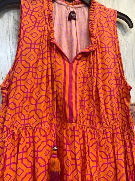 PRE-OWNED AVANTI Dresses and Skirts Size XL ORANGE/HOT PINK ABSTRACT Dress