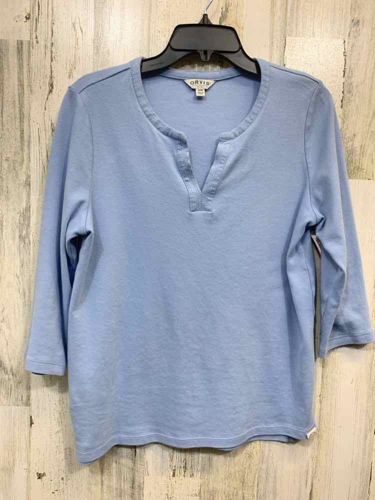 PRE-OWNED ORVIS Tops Size M BABY BLUE Solid 3/4 LENGTH Shirt/BABY BLUE 3/4 SLEEV
