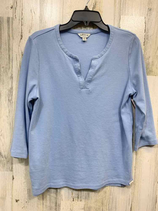 PRE-OWNED ORVIS Tops Size M BABY BLUE Solid 3/4 LENGTH Shirt/BABY BLUE 3/4 SLEEV
