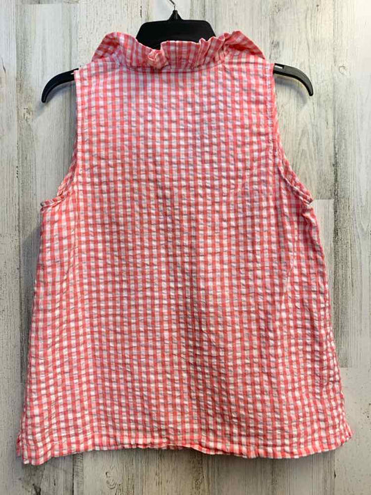 PRE-OWNED CROWN & IVY Tops Size L SALMON Checkered SLEEVELESS TOP
