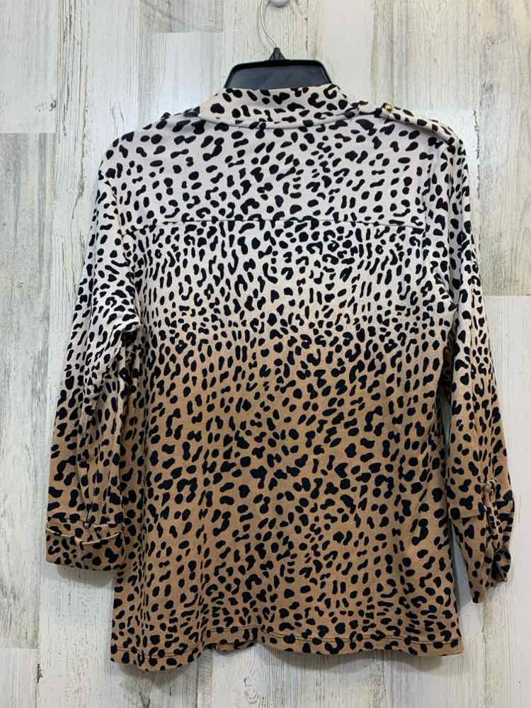RAFAELLA Tops Size M TAN/BLK/WHT LEOPARD CARDIGAN Cardigan