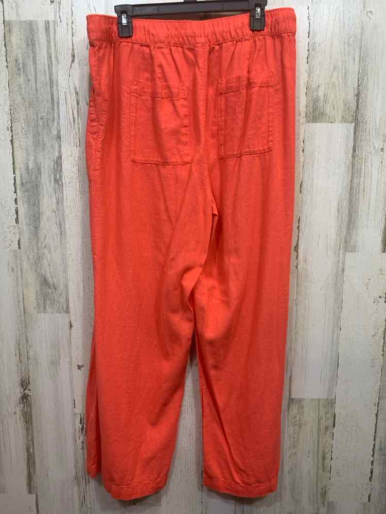 PRE-OWNED Size L GAP/WIDE-LEG DRAWSTRING WAIST LINEN PANTS W/ FRONT PATCH POCKET