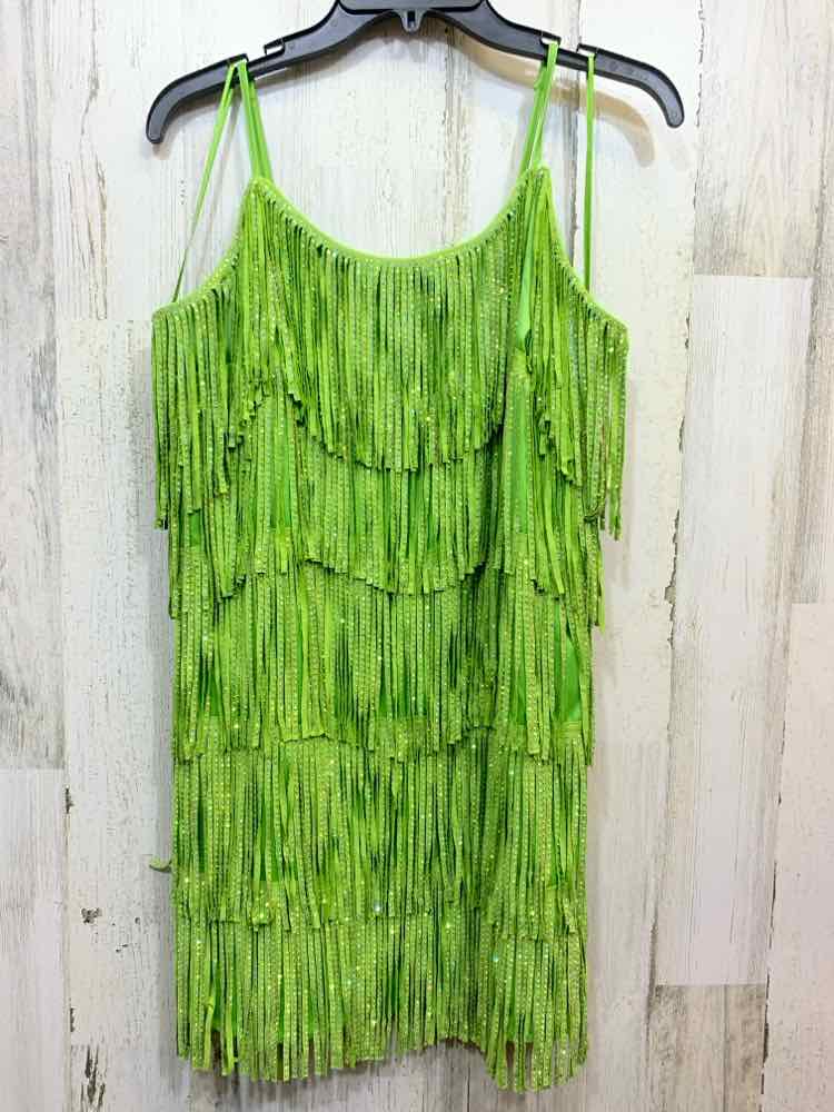 PRE-OWNED LANE 201 Dresses and Skirts Size L Lime Green RHINESTONE Dress/LIME GR