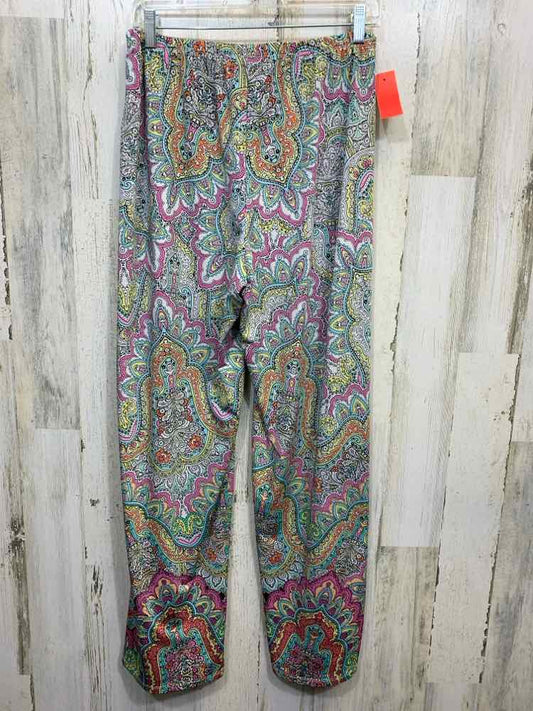 PRE-OWNED Size L MELISSA PAIGE BOTTOMS Multi-Color Paisley WIDE LEG Pants/ELASTI