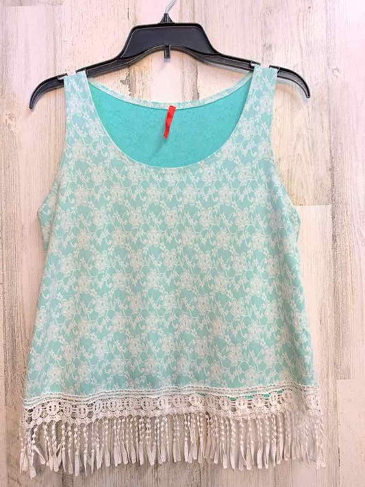 PRE-OWNED Tops Size M AQUA Floral SLEEVELESS TOP