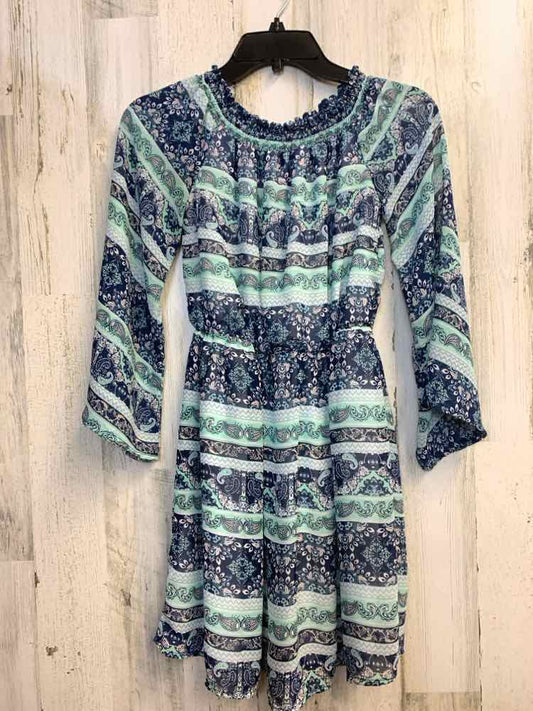 ALYA Dresses and Skirts Size S MINT/NAVY/WHT PAISLEY/STRIPE LONG SLEEVES Dress